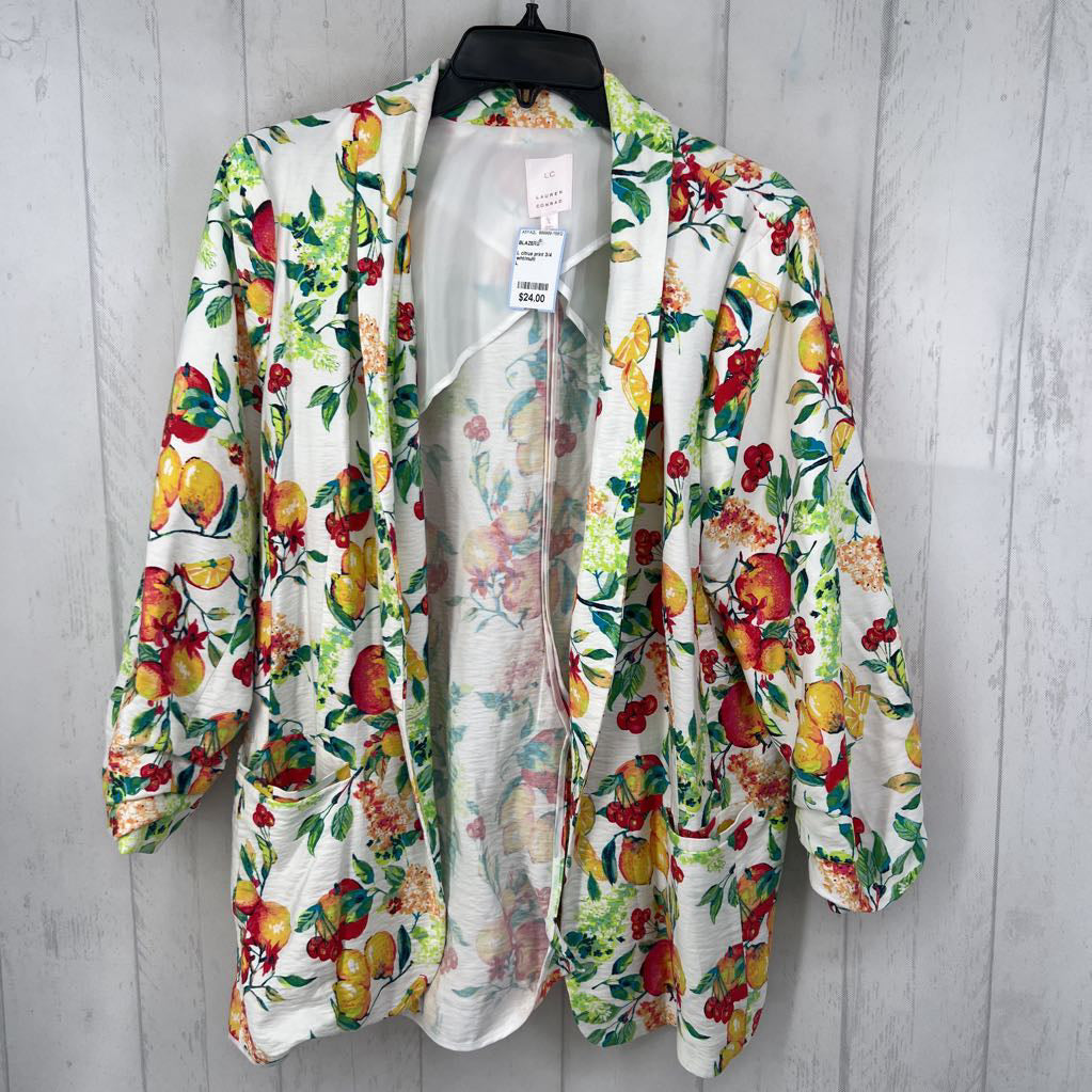 L citrus print 3/4 slv blazer