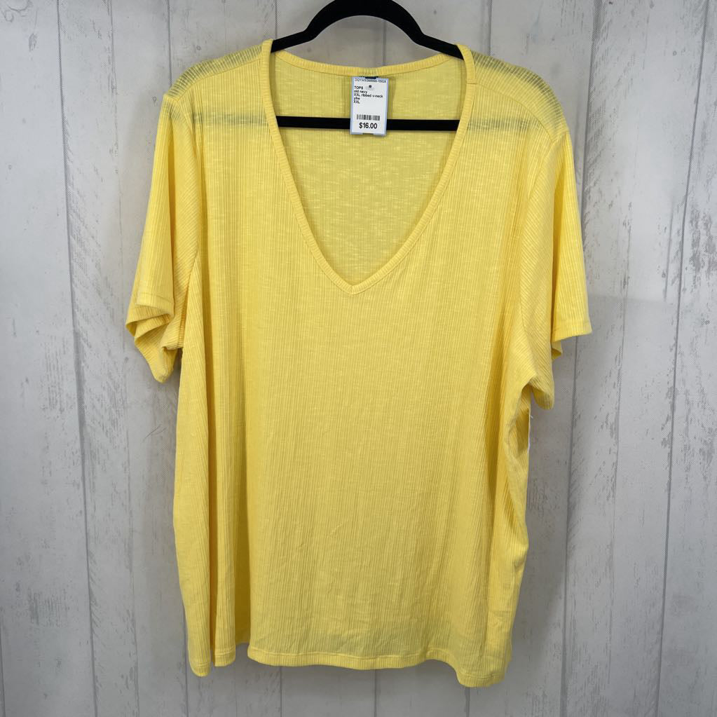 XXL ribbed v-neck s/s tee