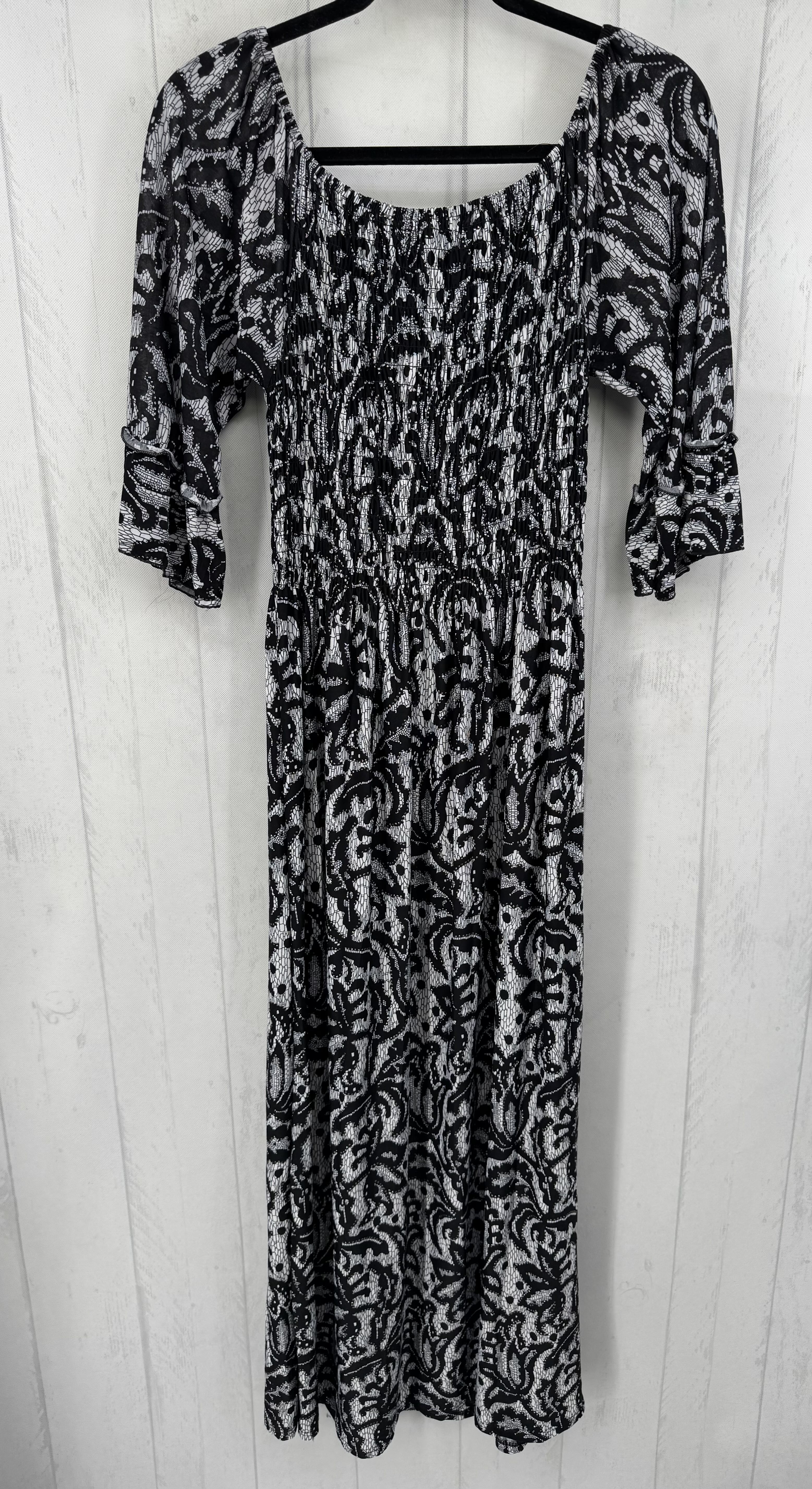 M print embellished smocked maxi dress