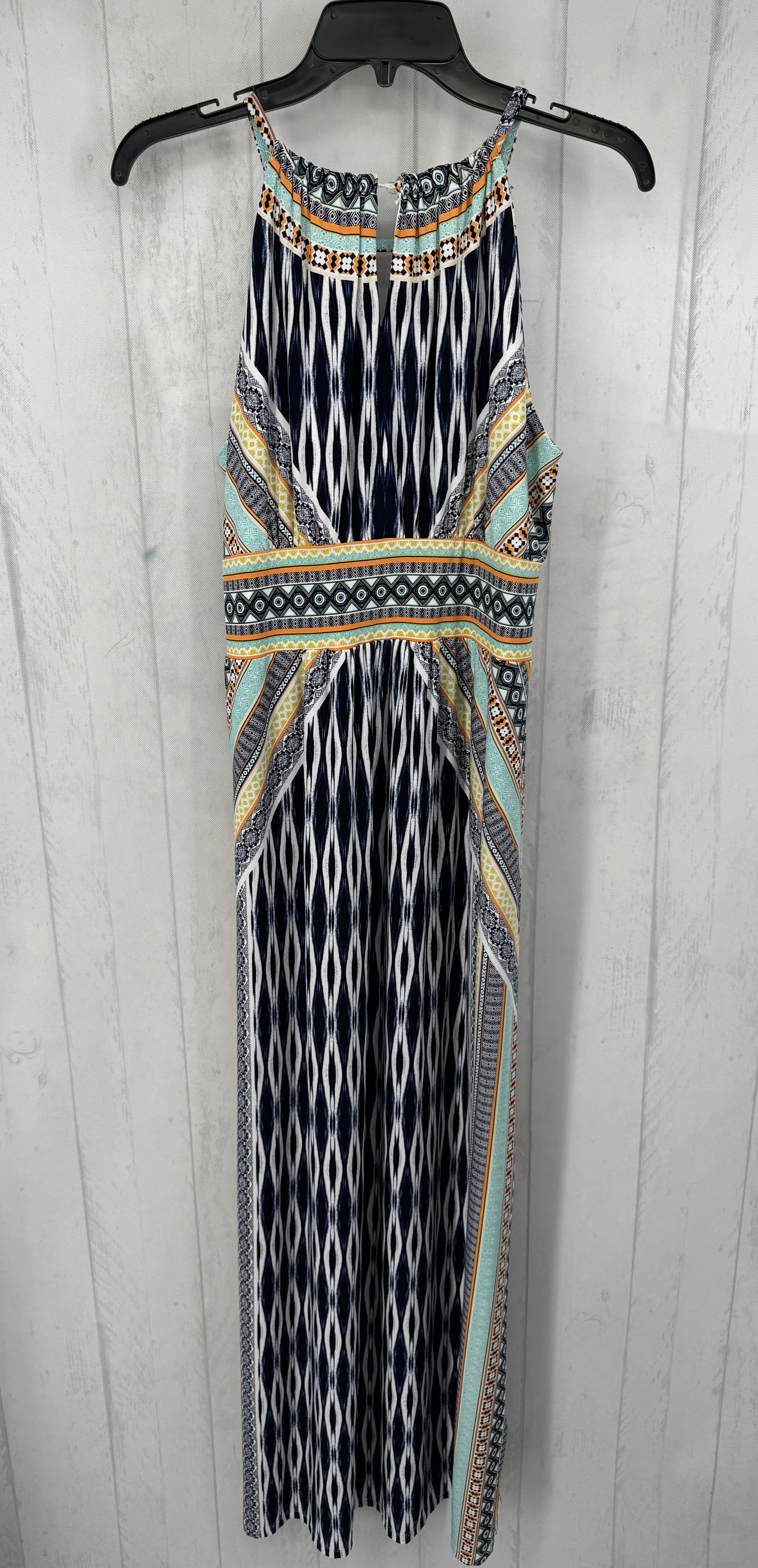 M halter print maxi dress