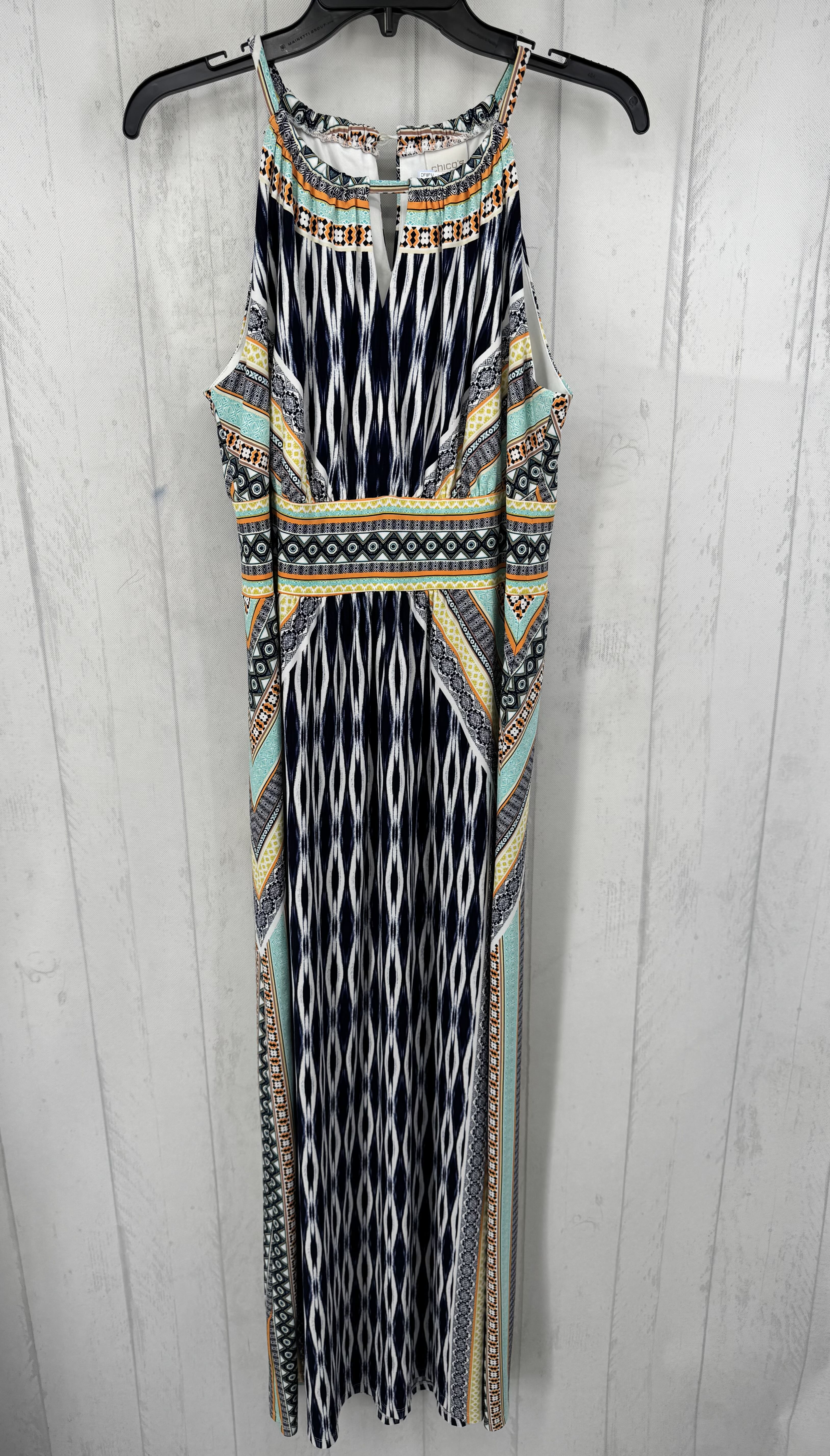 M halter print maxi dress