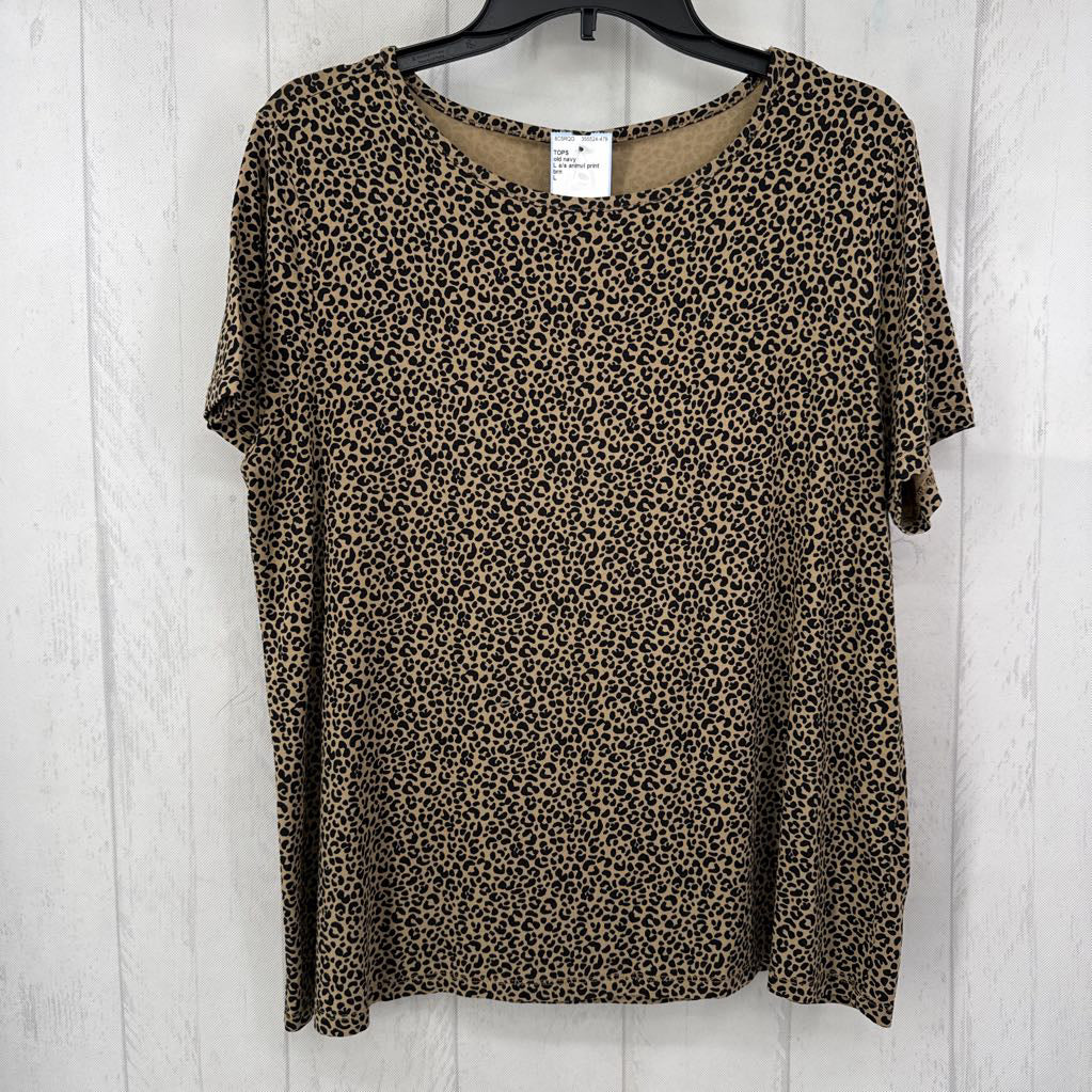 L s/s animal print top