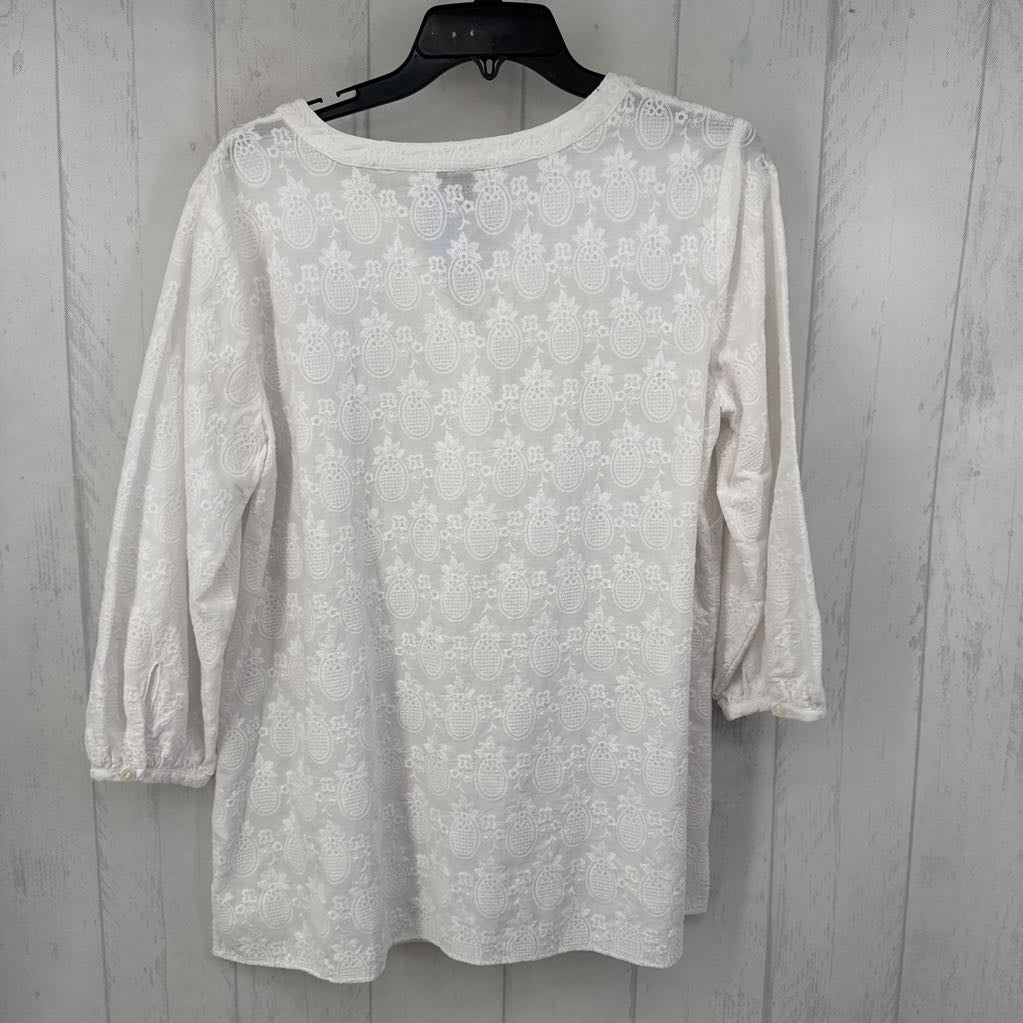 X 3/4 slv pineapple half button top