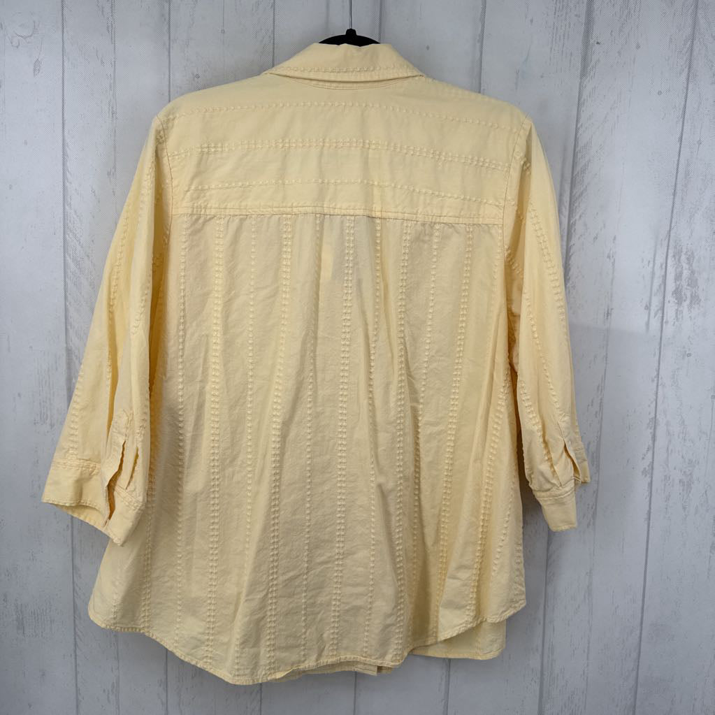 2x 3/4 slv textured button shirt