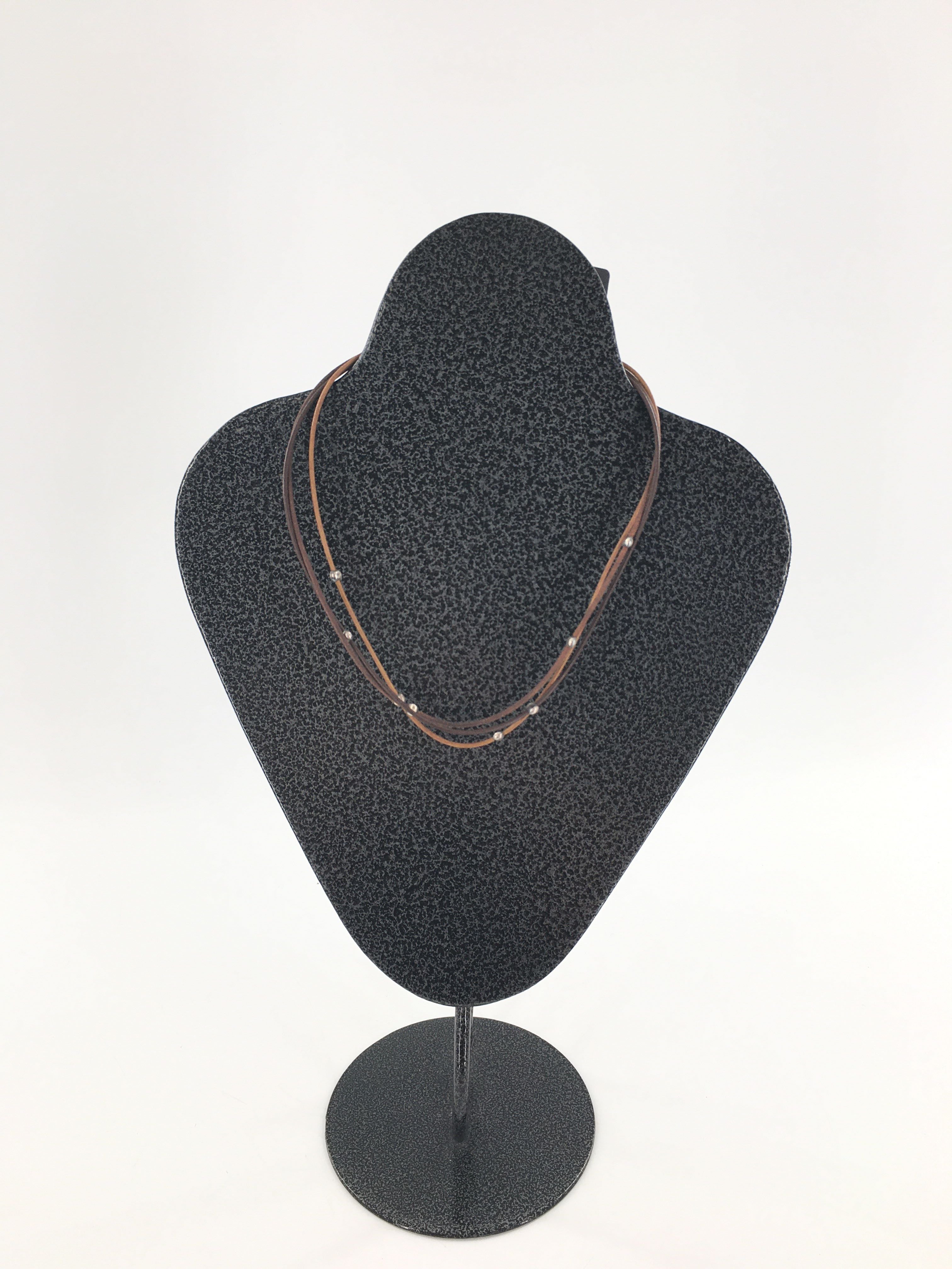 brown cord multi strand necklace