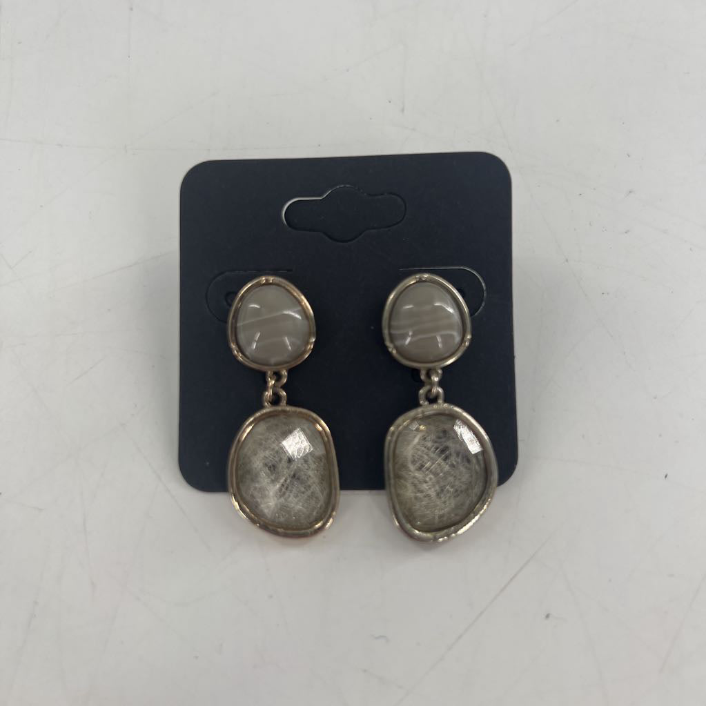 gray stone dangle earrings