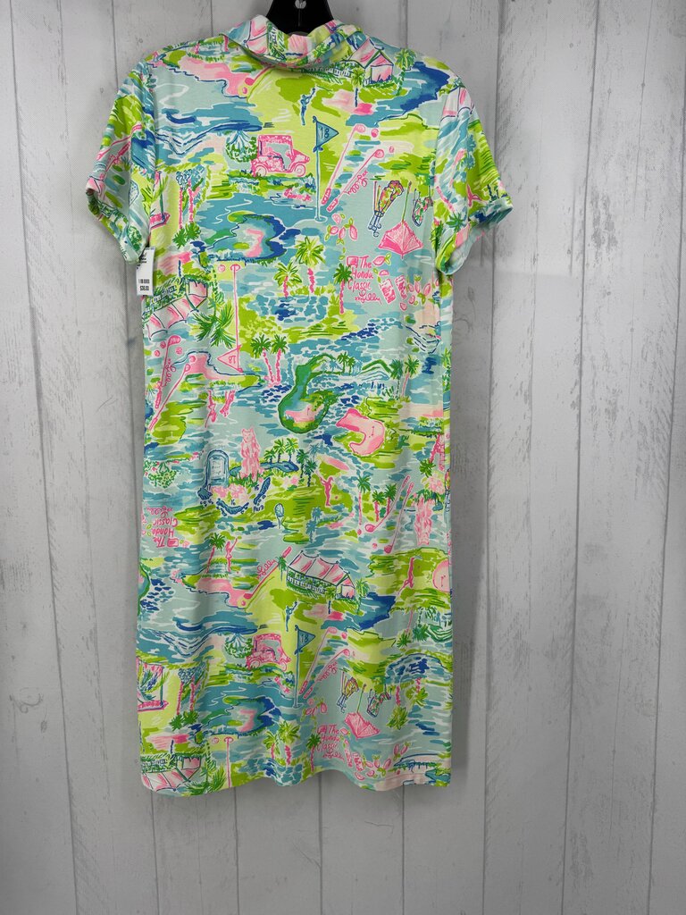M flo printed button front s/s dress