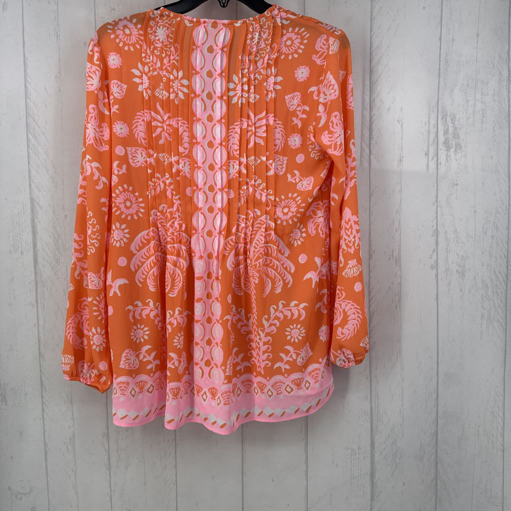 R158 XS pleated tassel tie l/s top