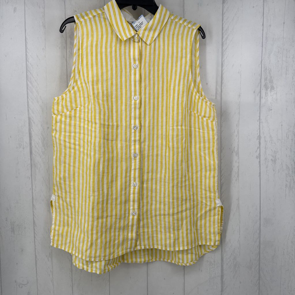 L striped linen button down slvls top