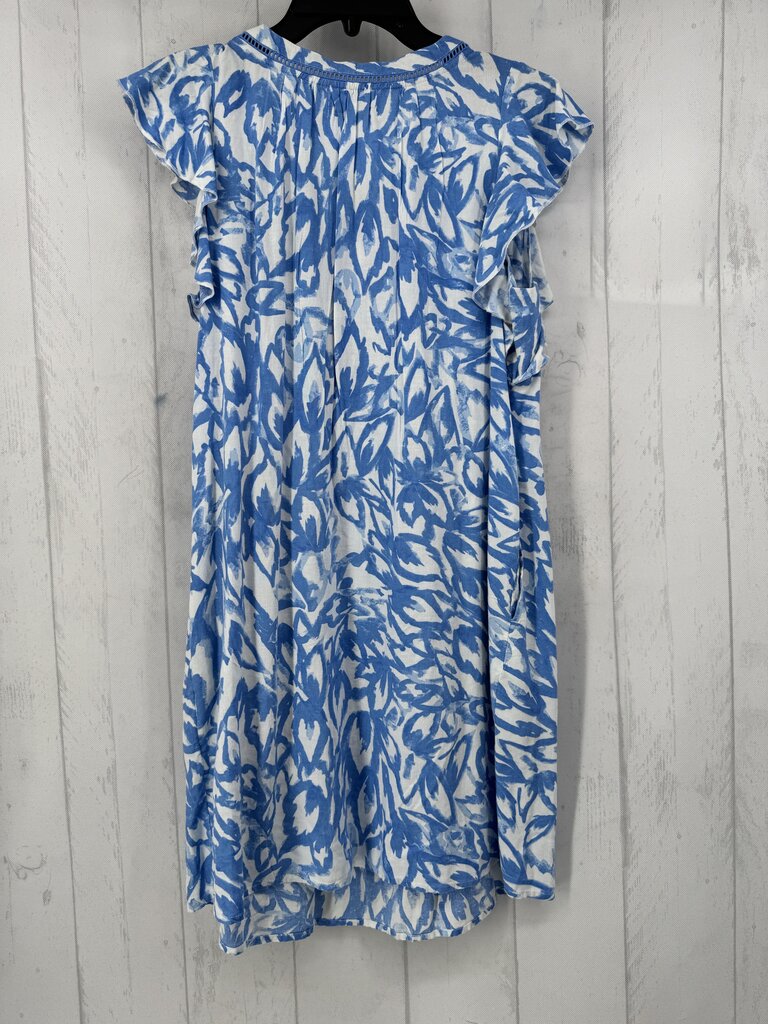 S printed v-neck flutter slv dress