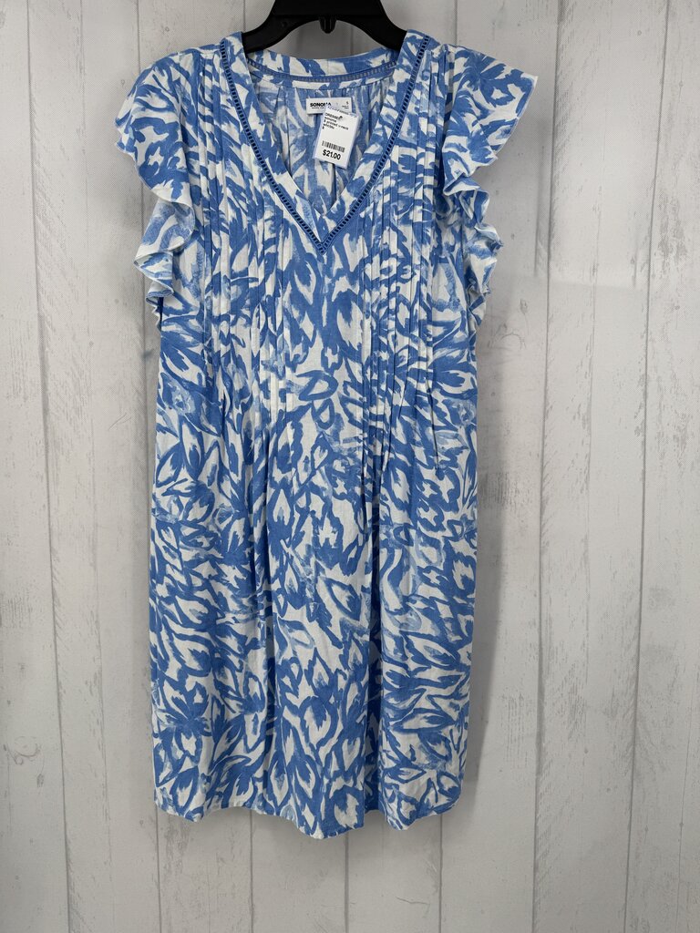 S printed v-neck flutter slv dress