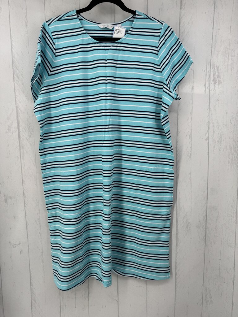 1X striped round neck s/s dress