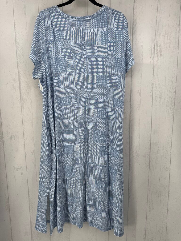 2X printed scoop neck s/s dress