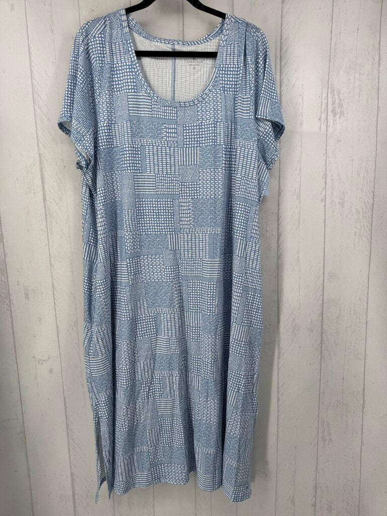 2X printed scoop neck s/s dress