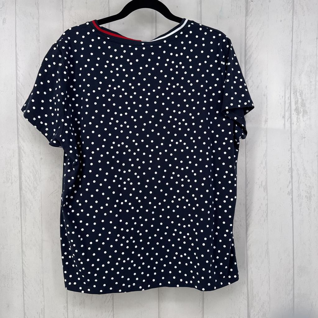 XXL polka-dot v-neck s/s tee