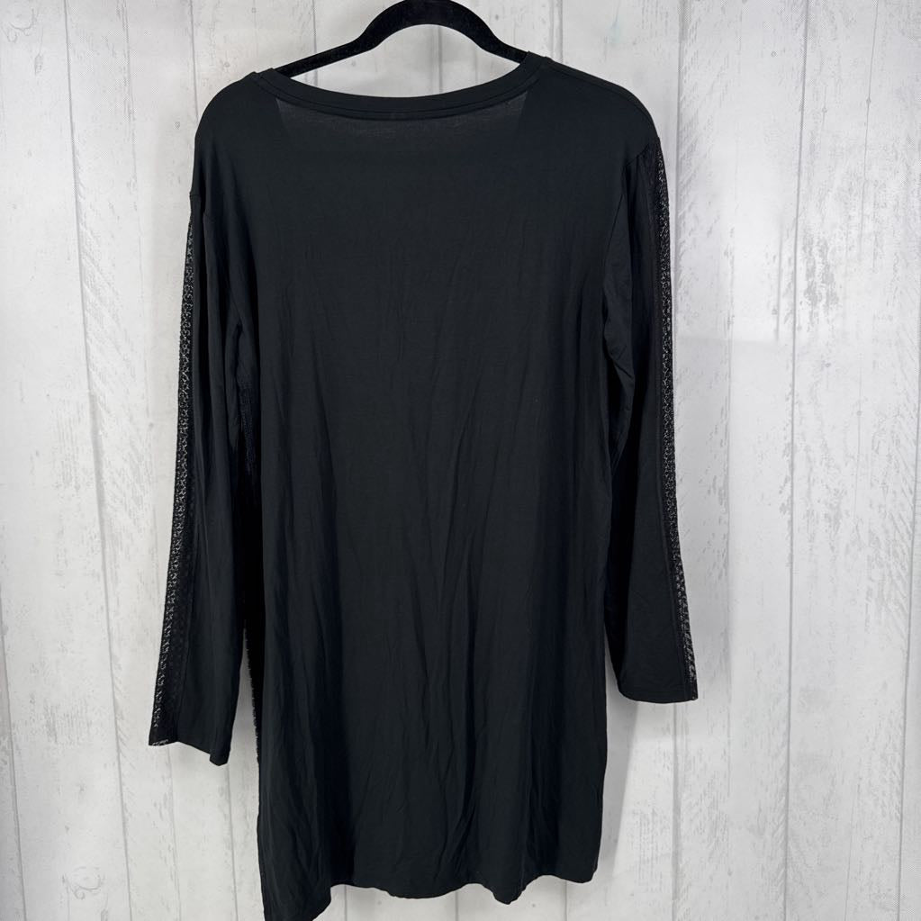 R45 S lace trim round neck l/s tunic