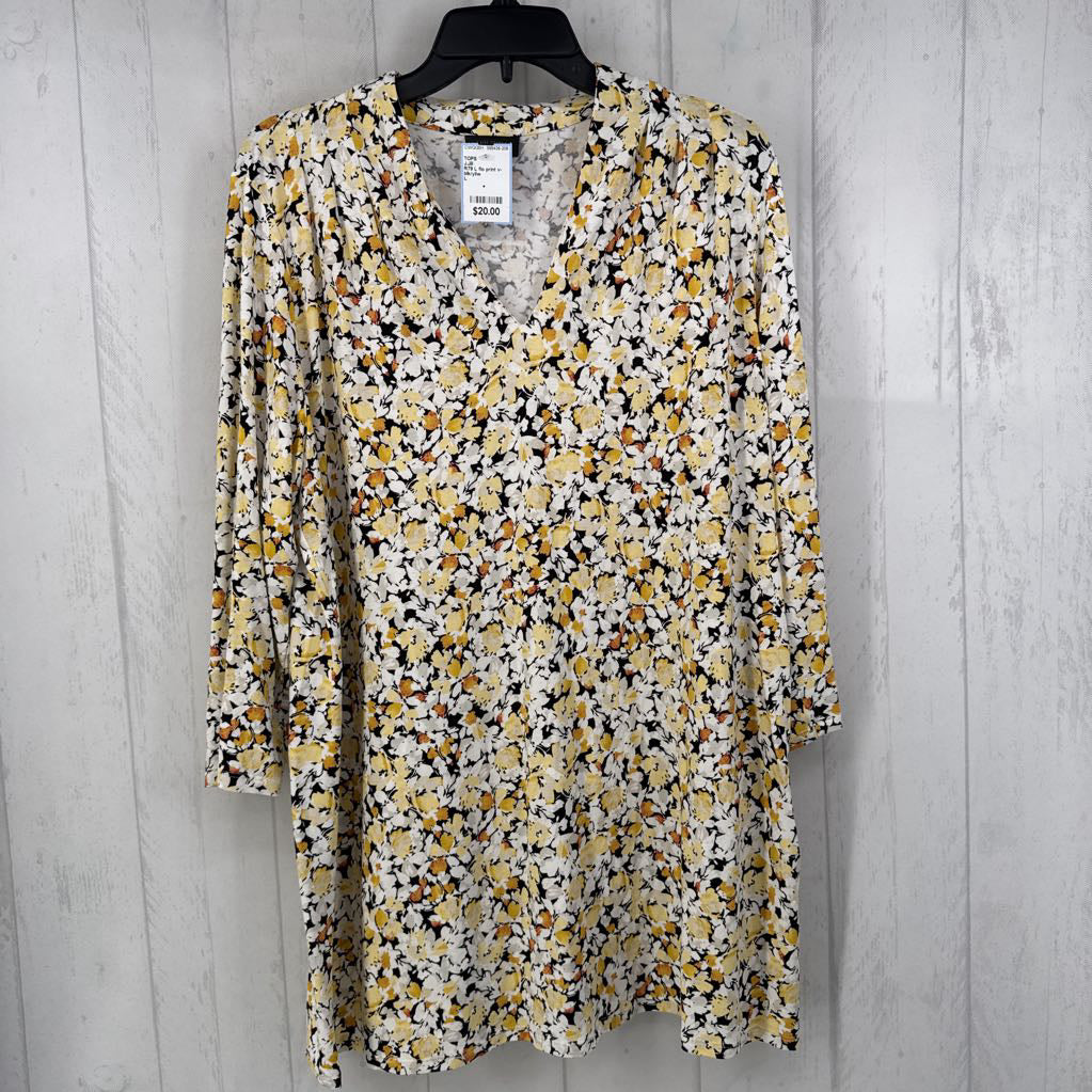 R79 L flo print v-neck 3/4 slv tunic