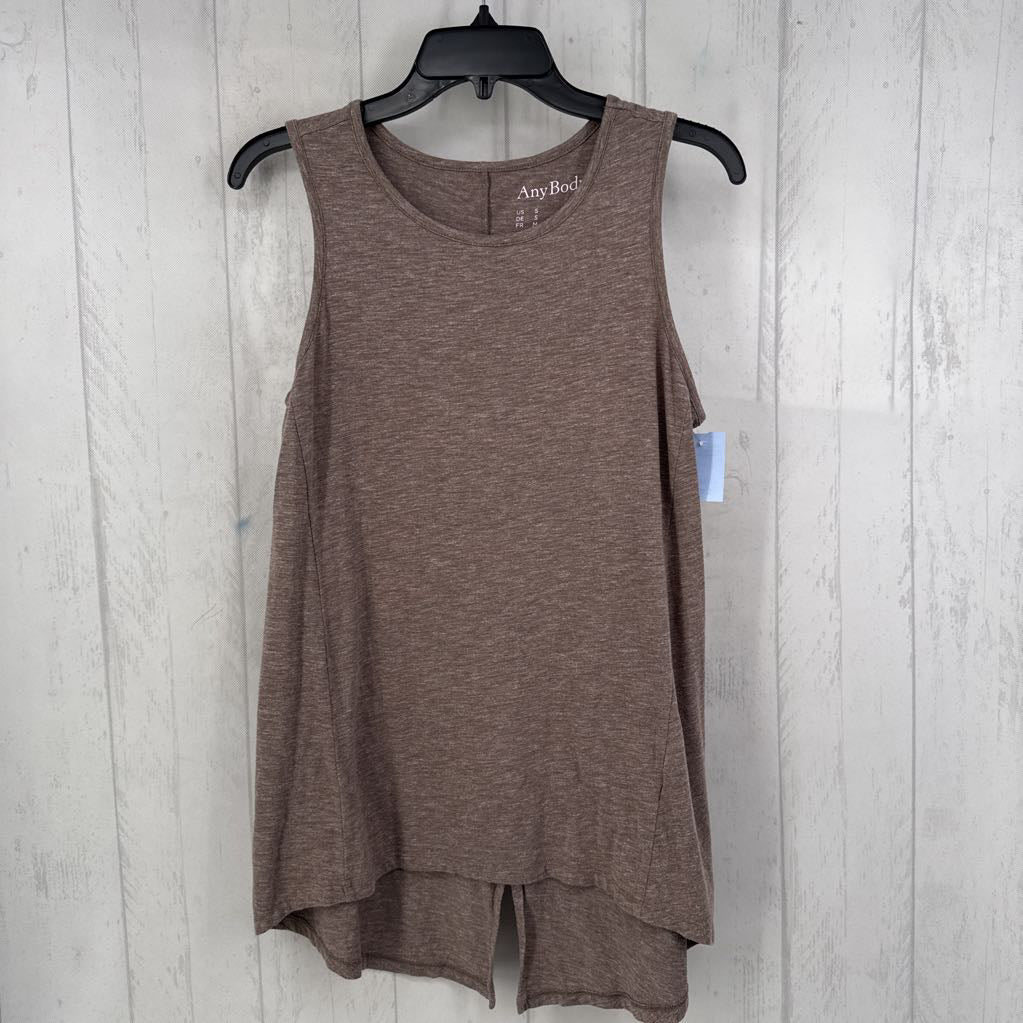 S marled round neck hi-lo tank