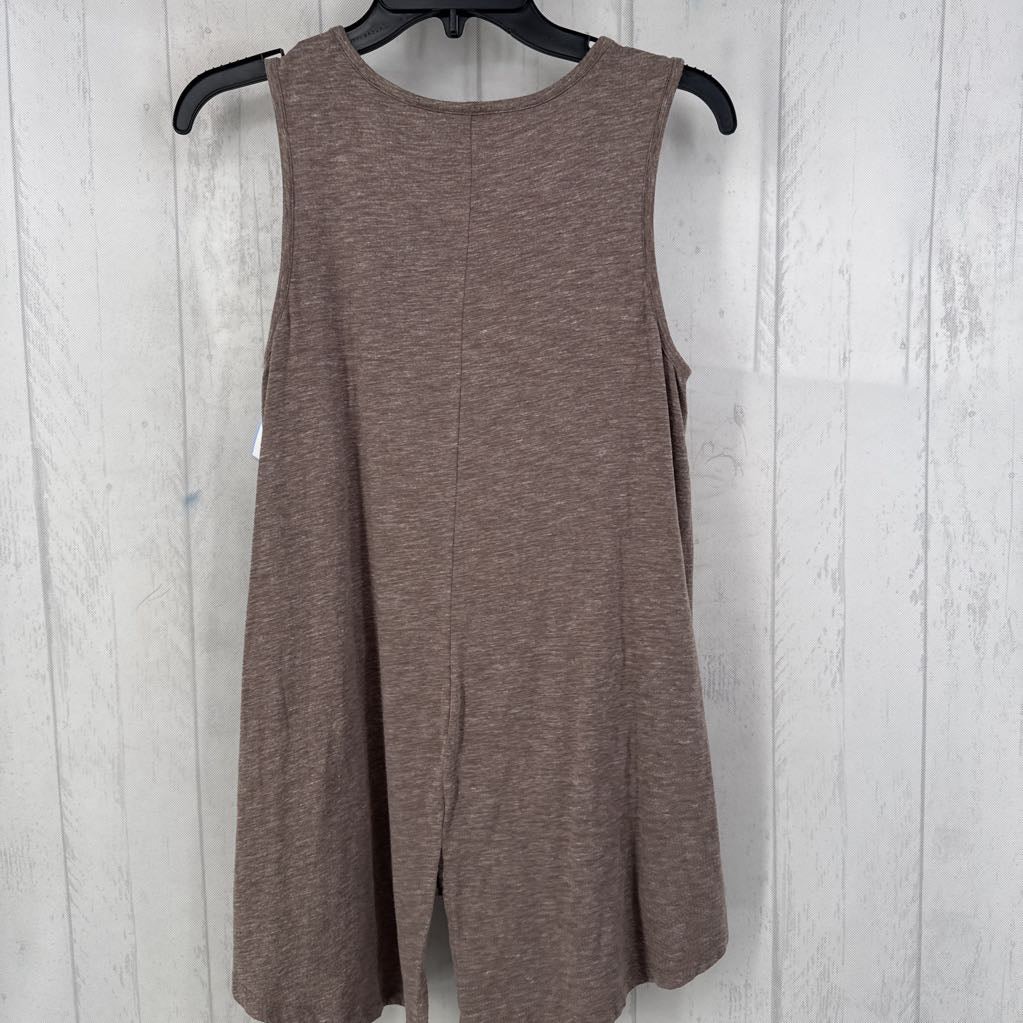 S marled round neck hi-lo tank