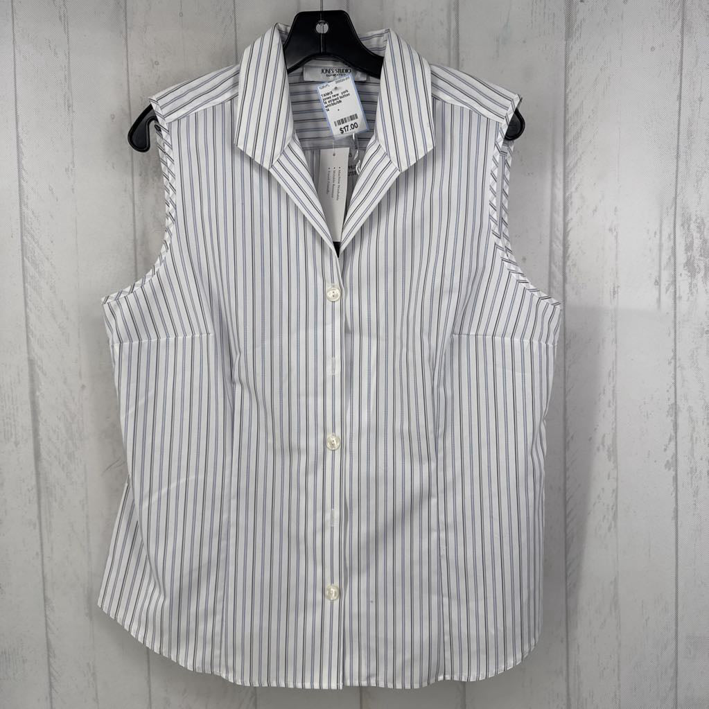 14 striped button down slvls top