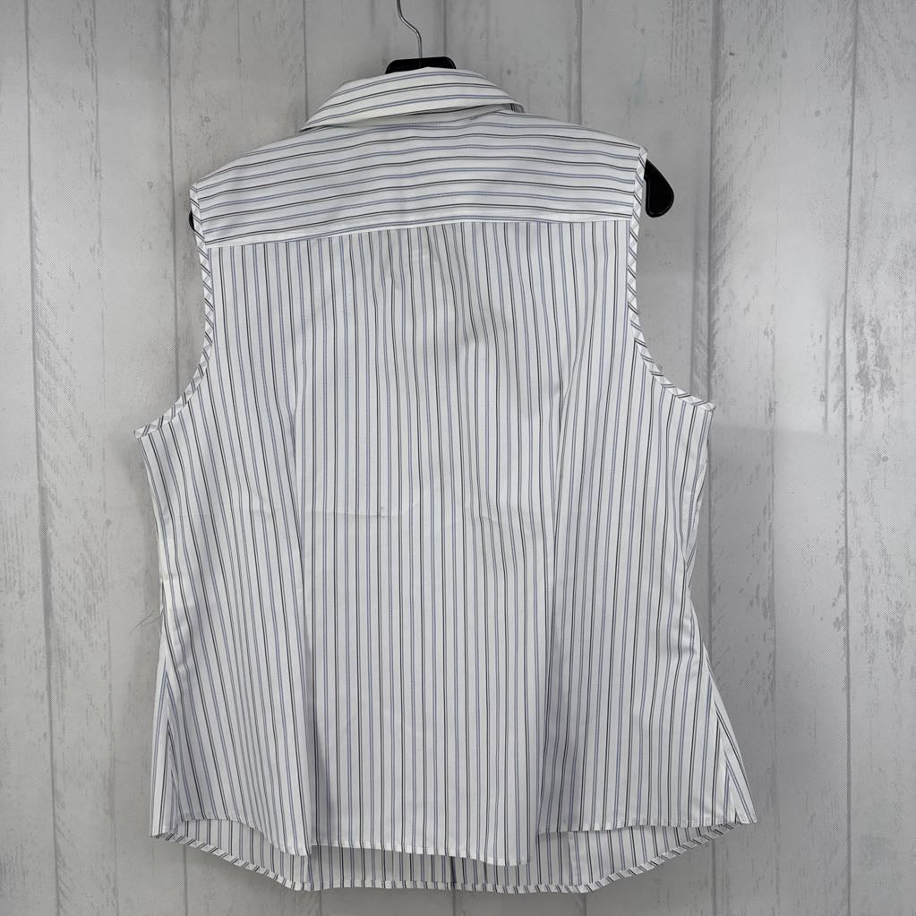 14 striped button down slvls top
