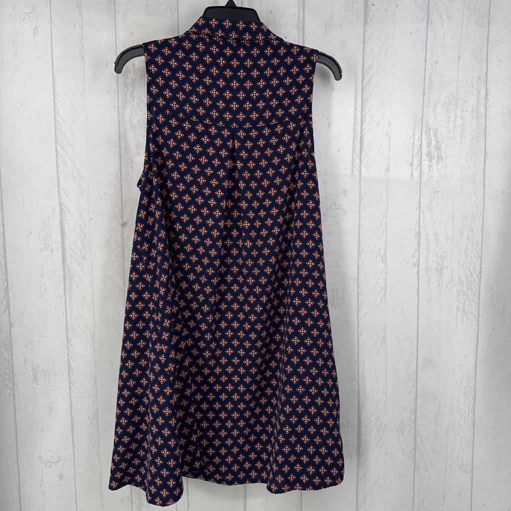 L printed button down slvls dress