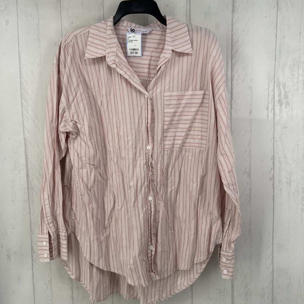 L striped button down l/s top