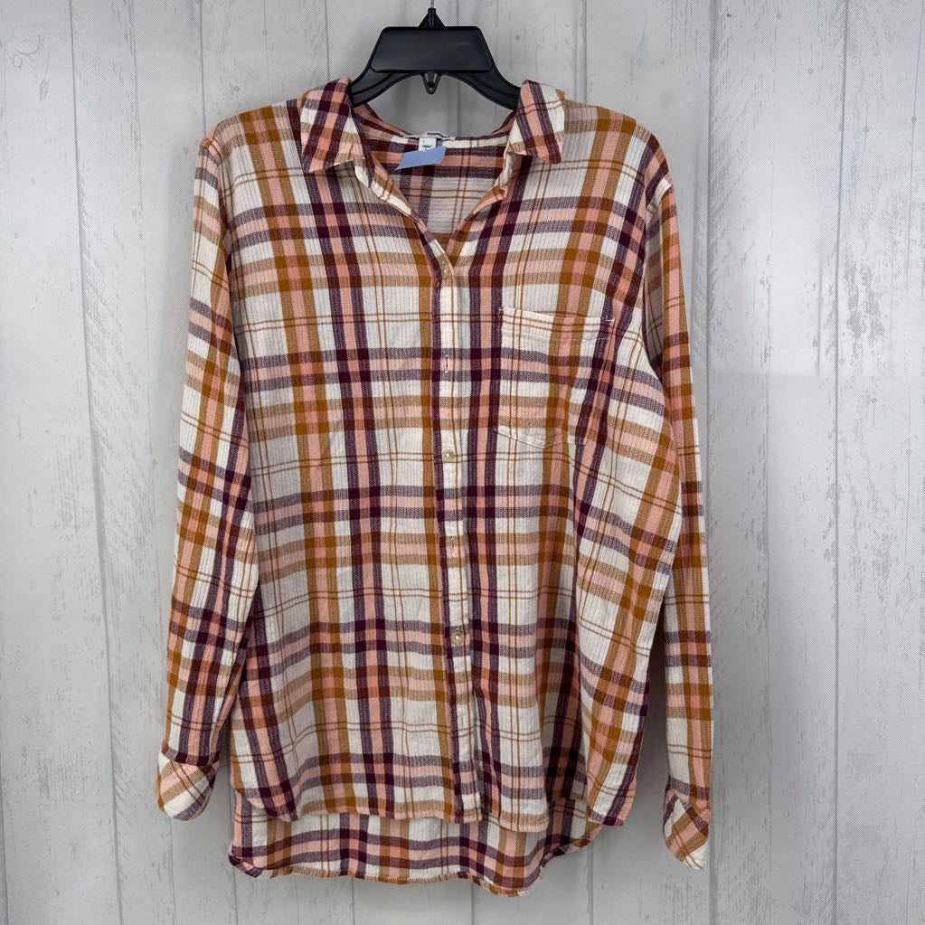 L plaid button down l/s top
