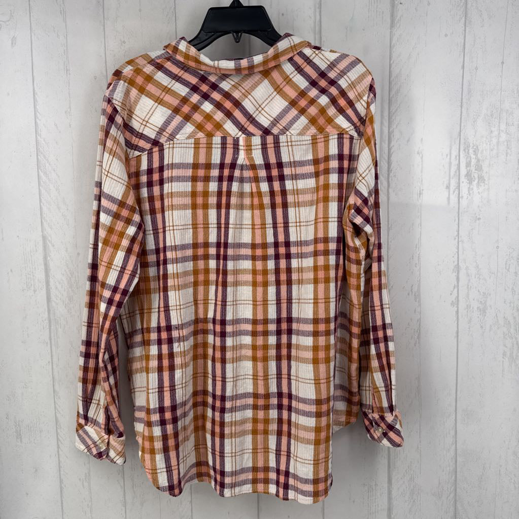 L plaid button down l/s top