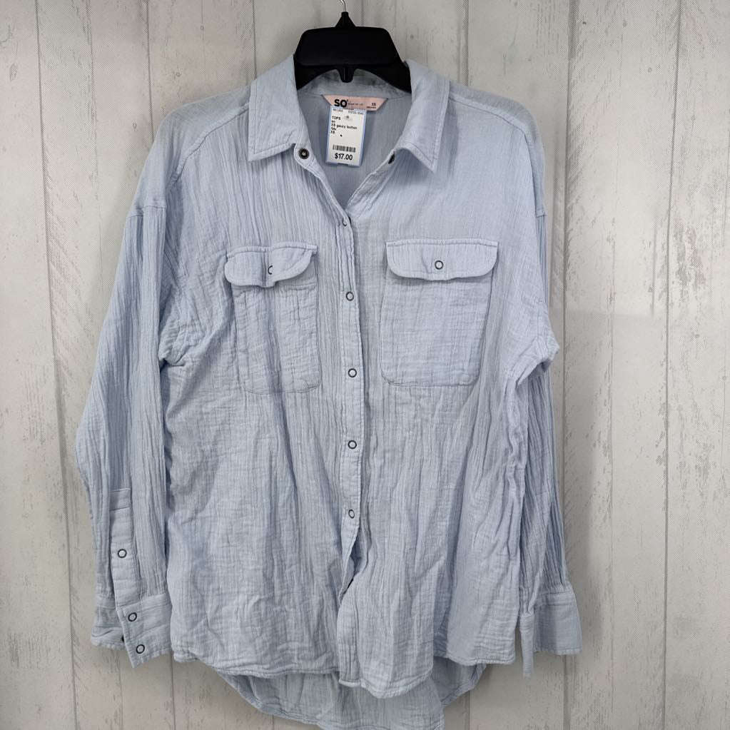 XS gauzy button down l/s top