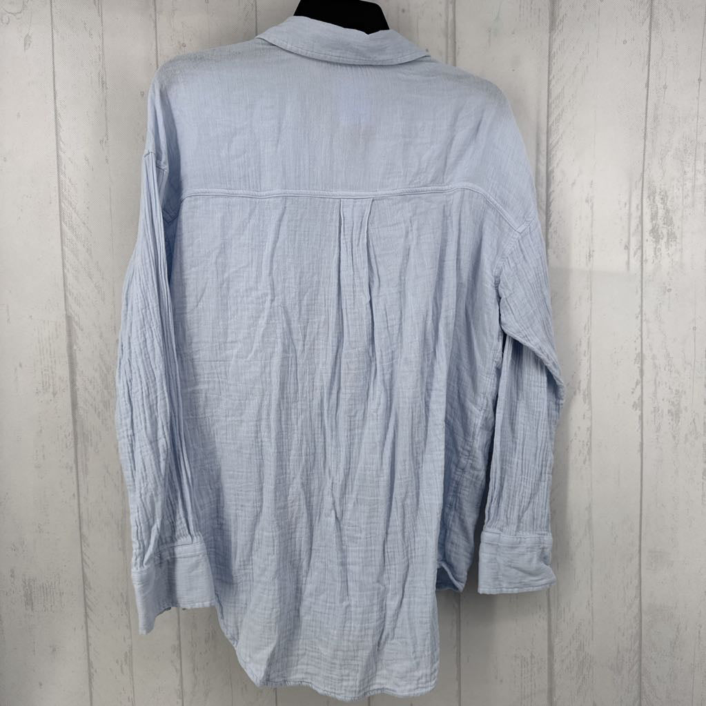XS gauzy button down l/s top