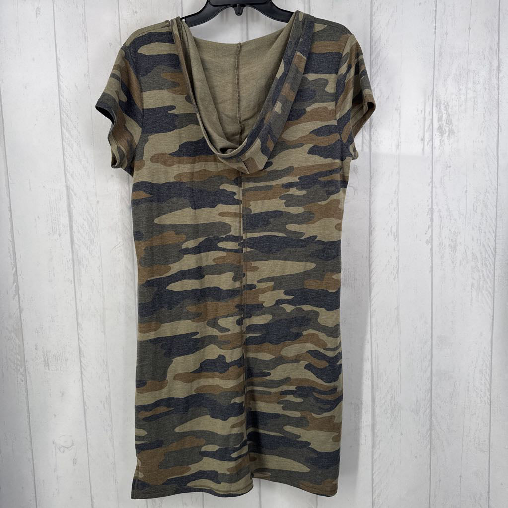 M camo print v-neck s/s dress