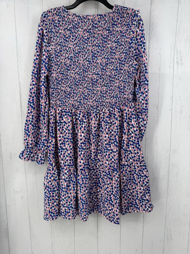 XL flo print smocked l/s tiered dress