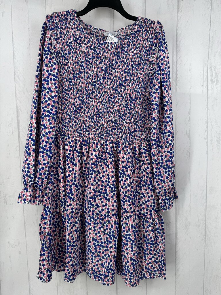 XL flo print smocked l/s tiered dress