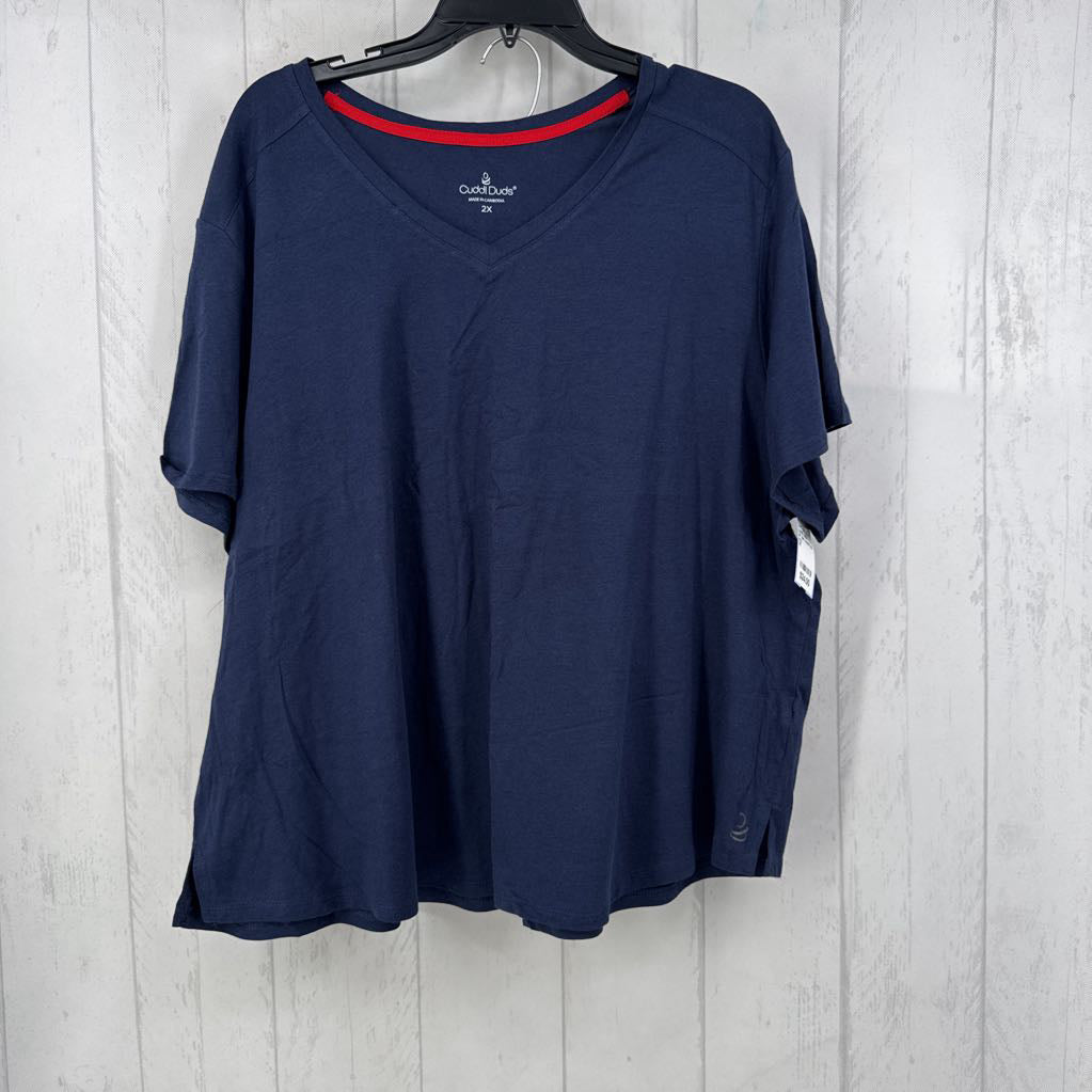 2X 2pc v-neck s/s tee & striped/anchor print shorts