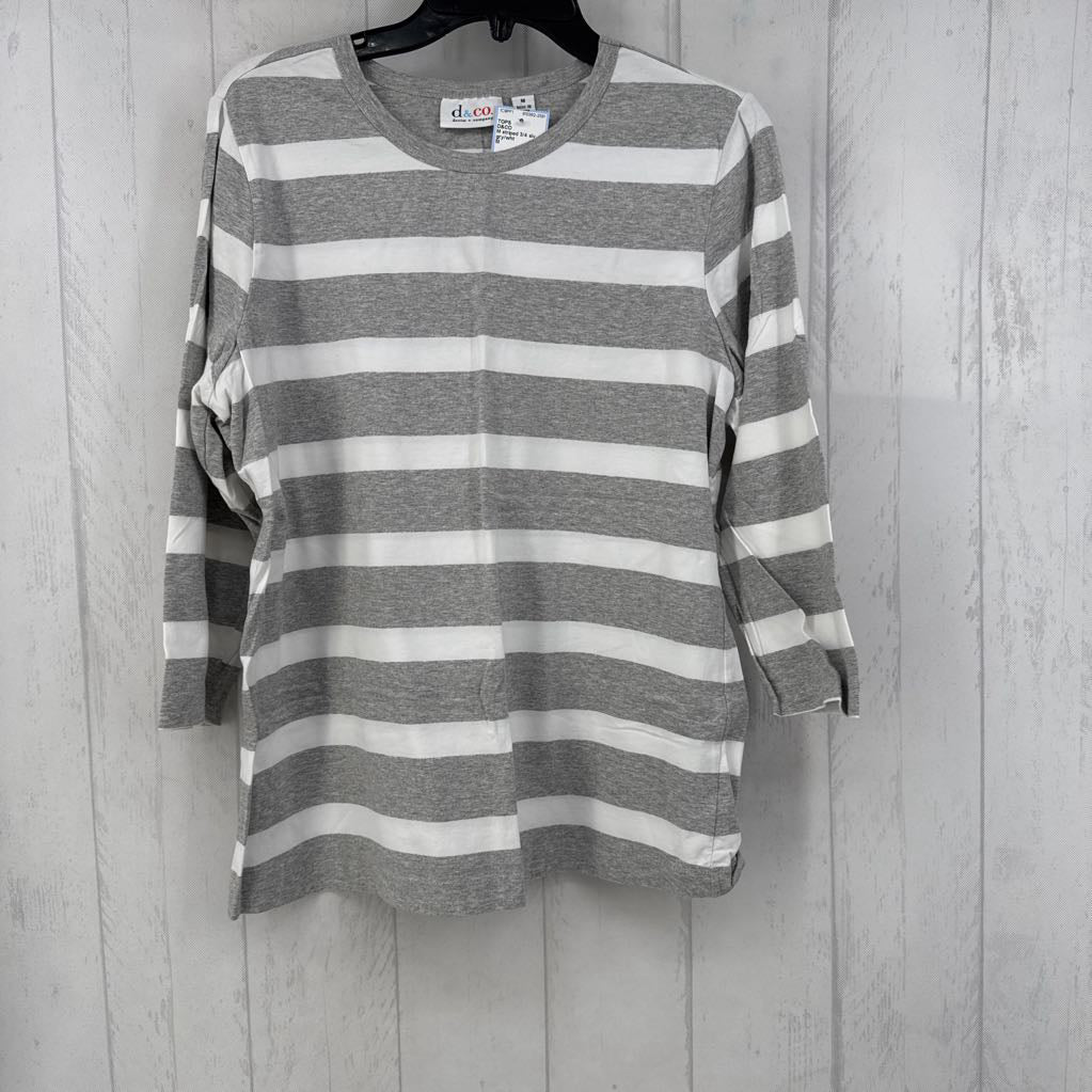 M striped 3/4 slv tee