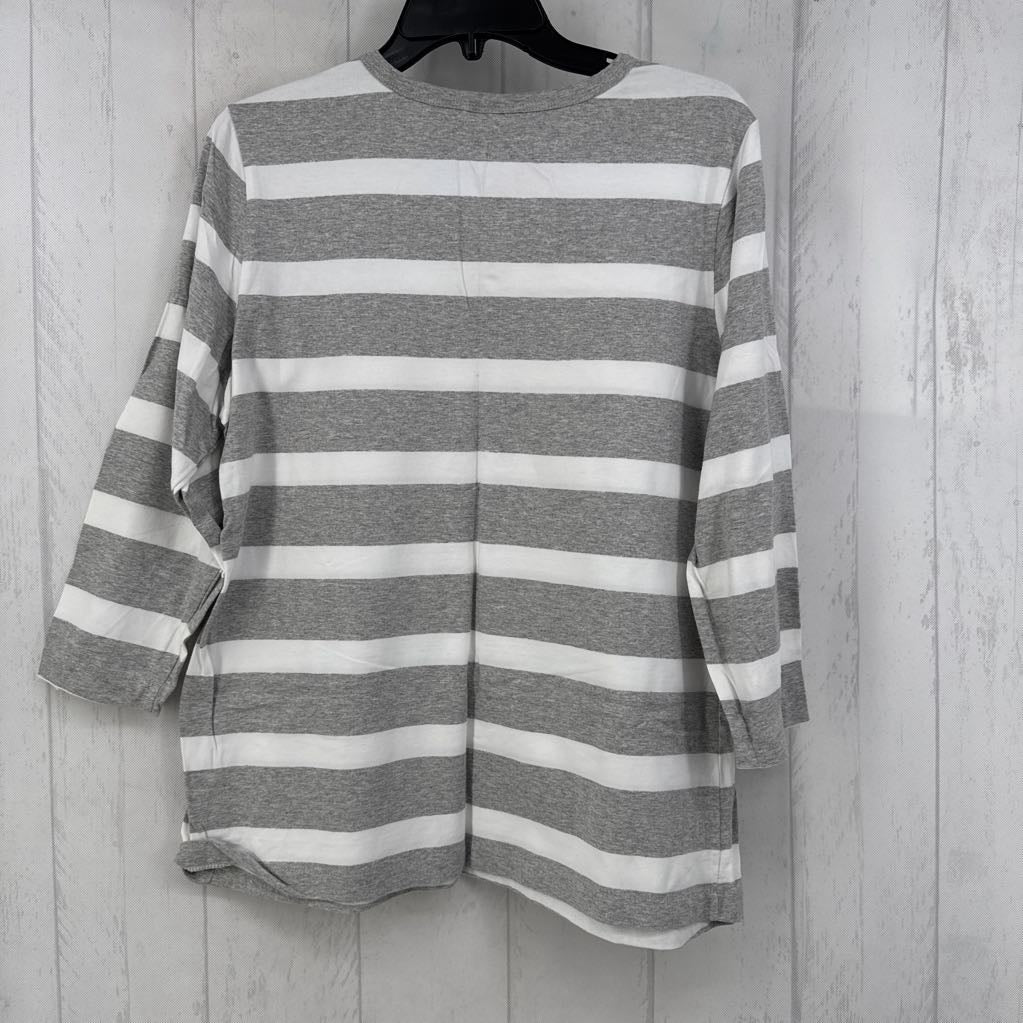 M striped 3/4 slv tee