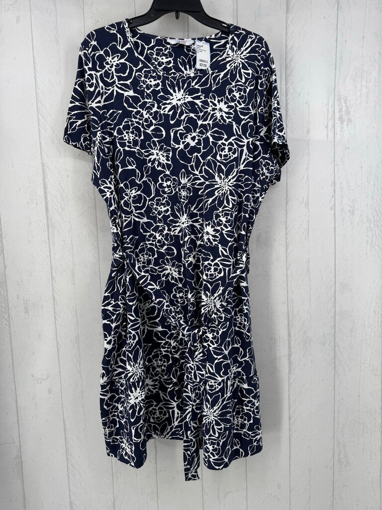 1X flo print s/s belted dress