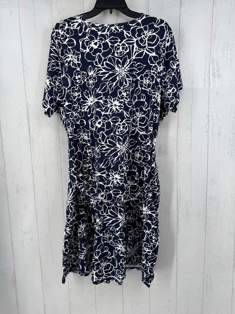 1X flo print s/s belted dress