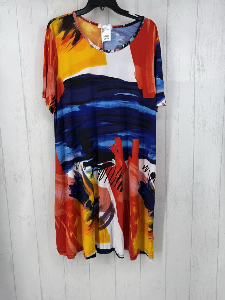 1X abstract print s/s dress