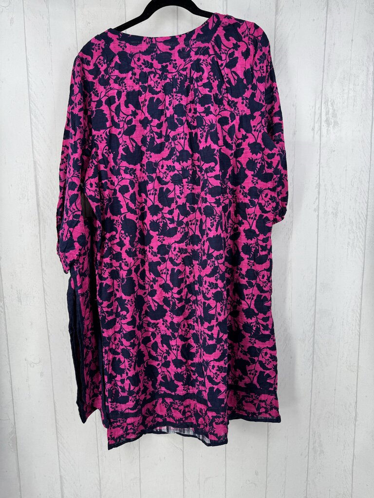 XL 2pc flo print tassel tie 3/4 slv dress w/headband