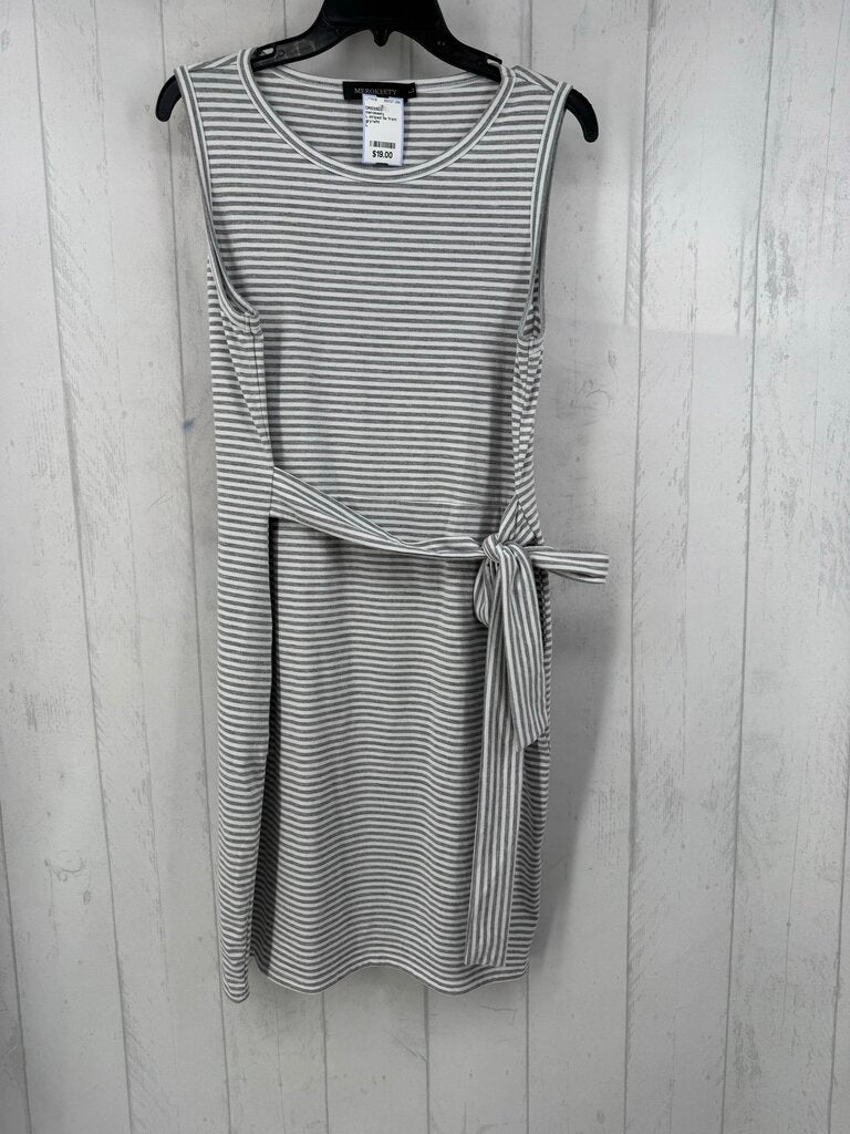L striped tie front slvls dress