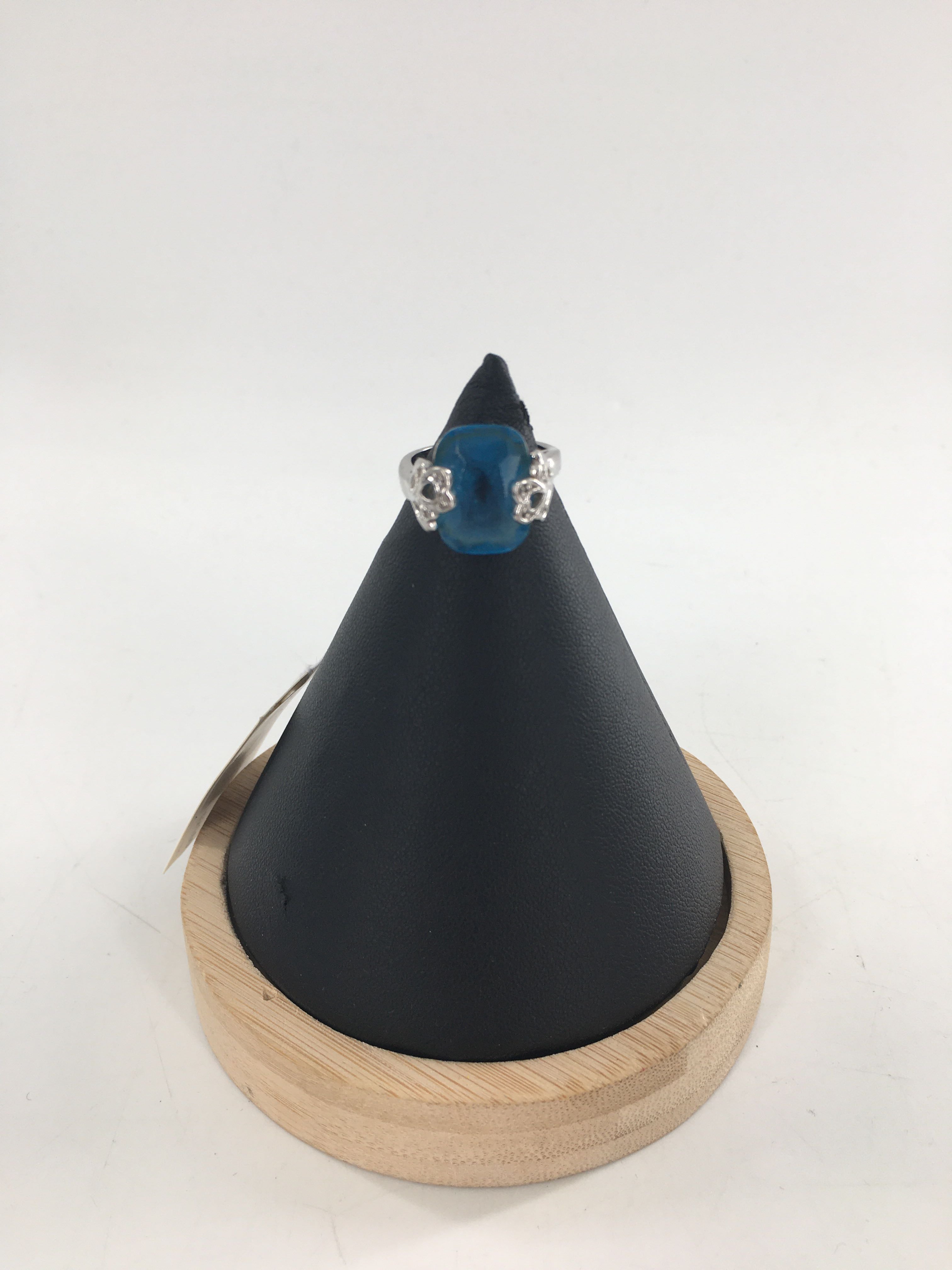 sz7 silver blue stone ring