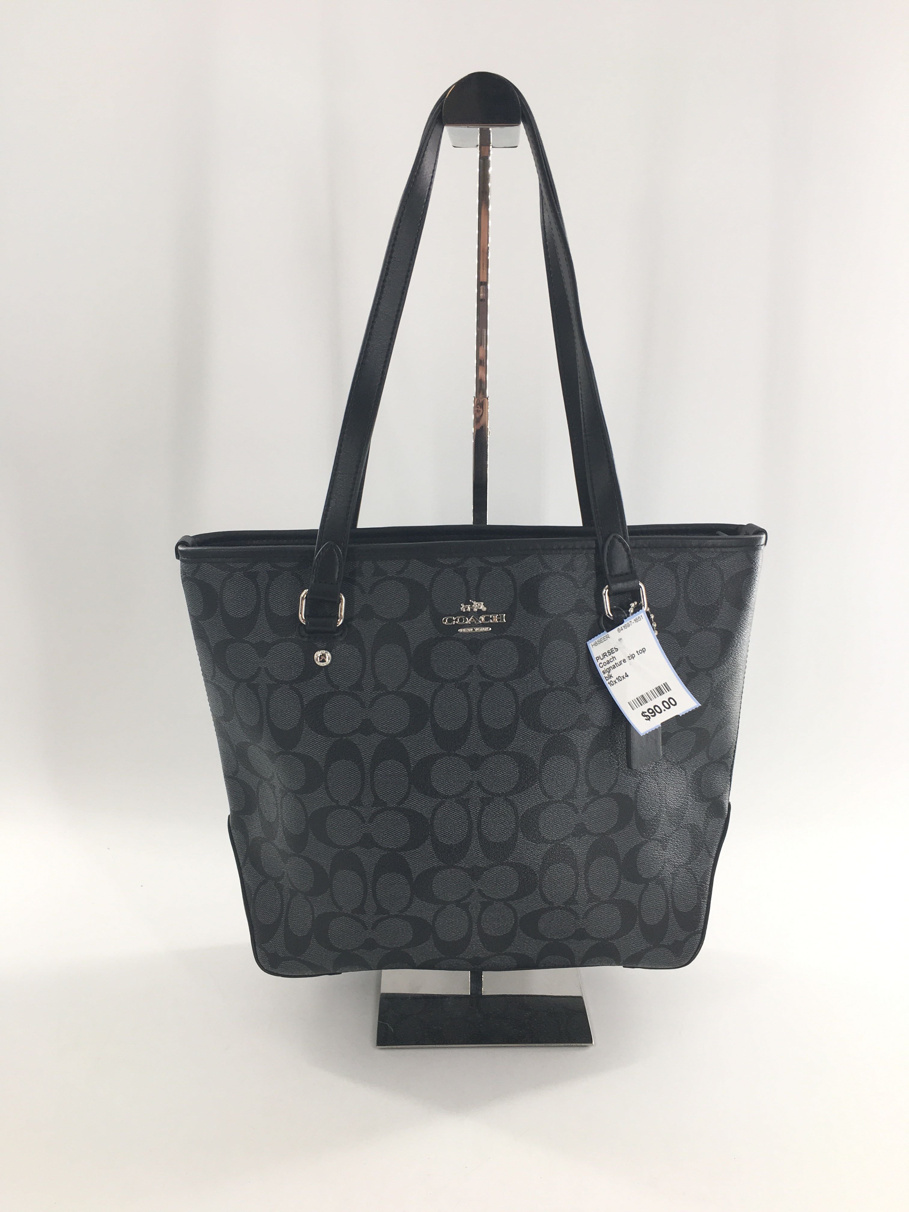 signature zip top tote