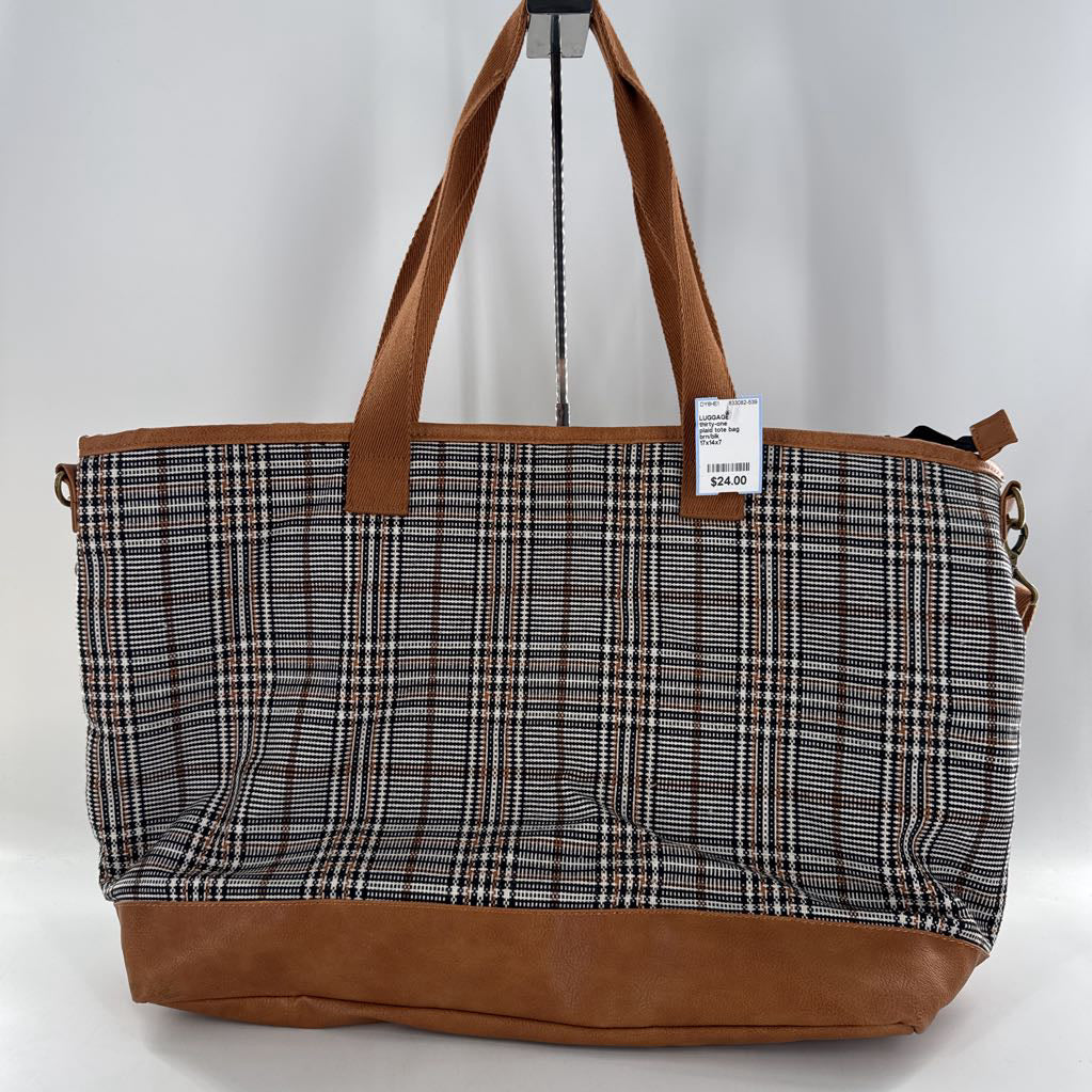 plaid tote bag