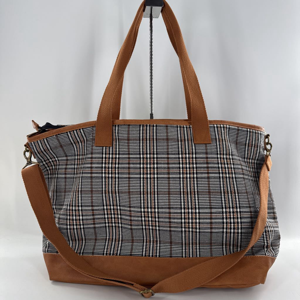 plaid tote bag