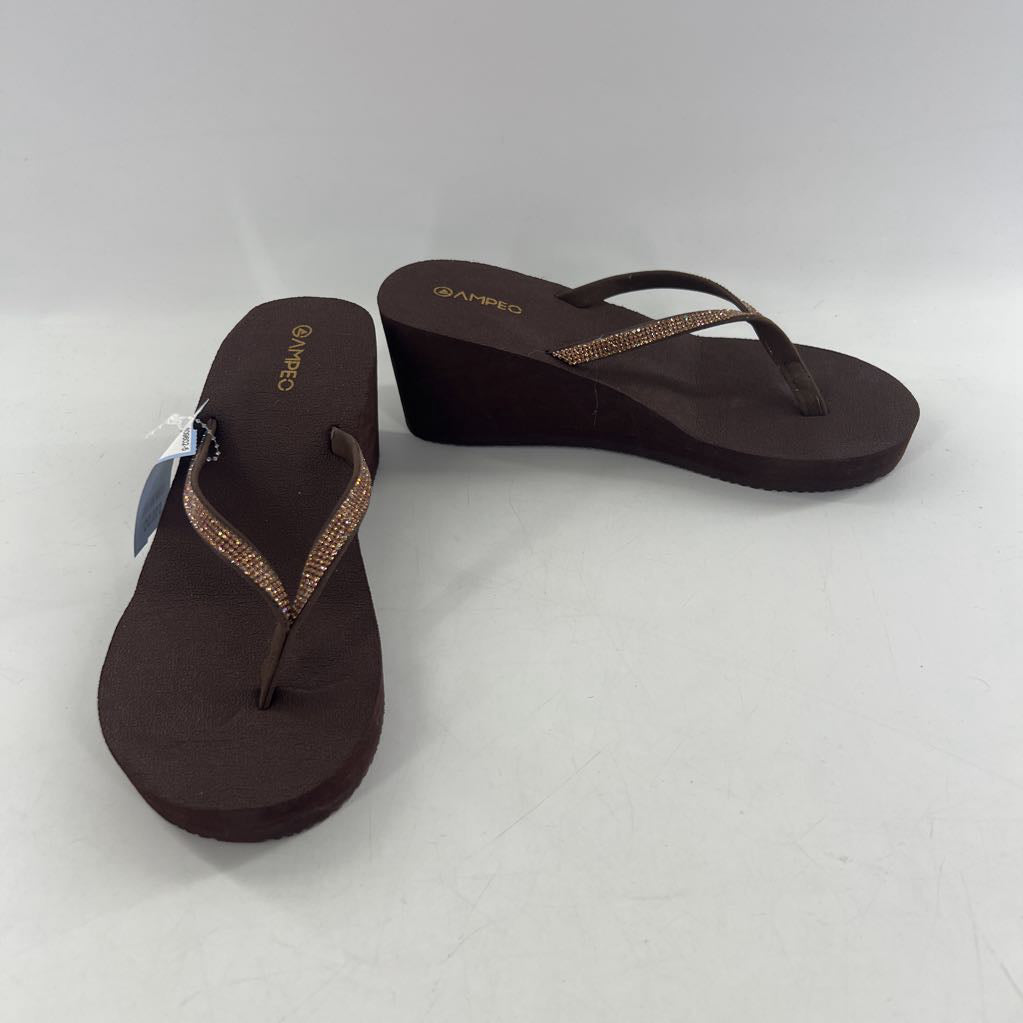 8 rhinestone strap wedge heel flip-flop