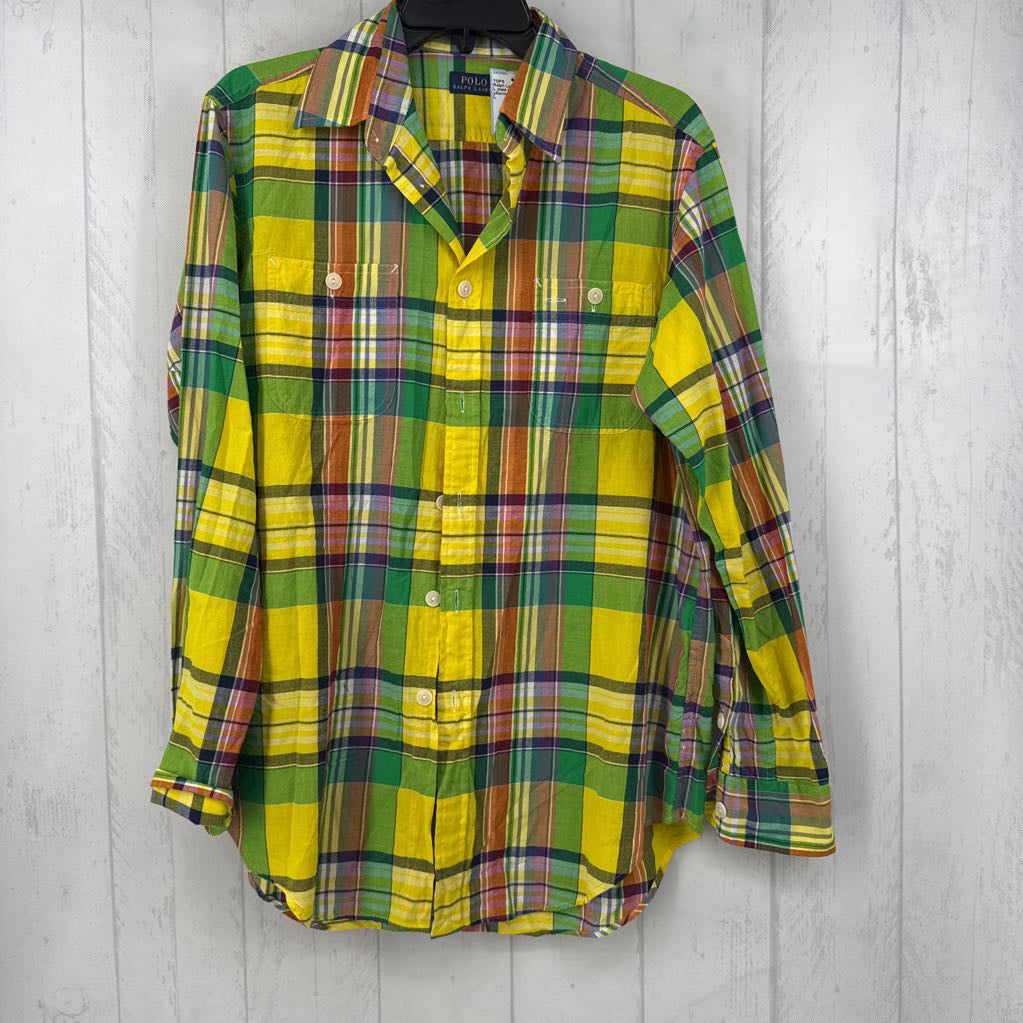 L plaid button down l/s top