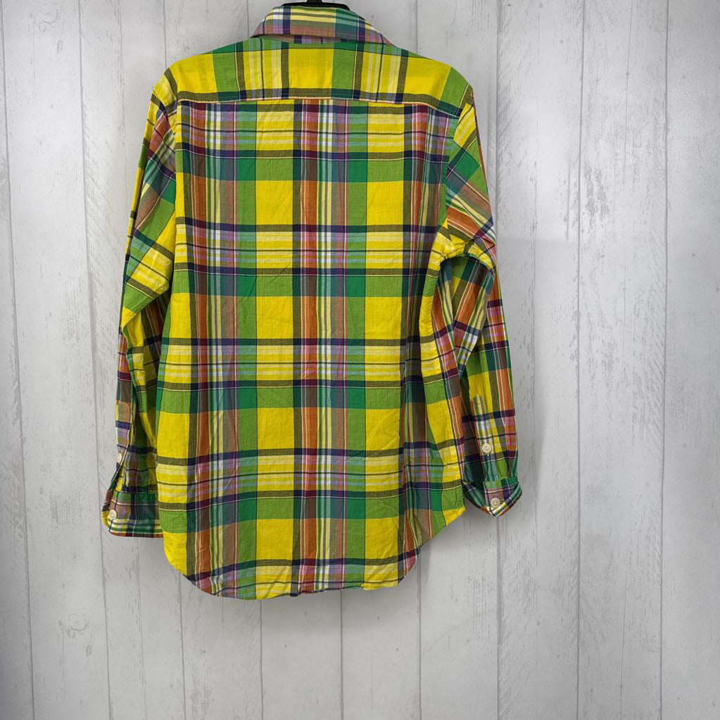 L plaid button down l/s top