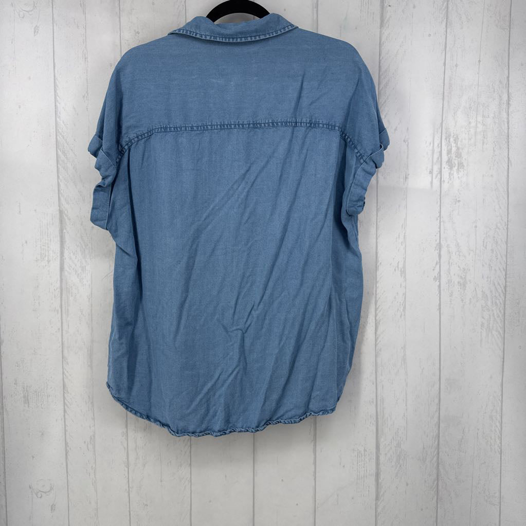 L button down s/s denim top